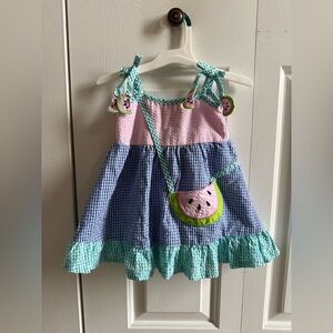 Watermelon pink and blue checkered 12m Dress